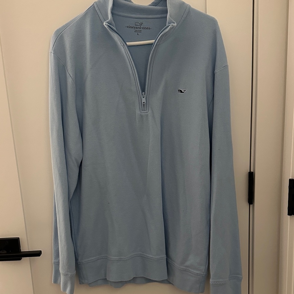 Vineyard Vines Men's Sky Blue Zip-Up Sweater